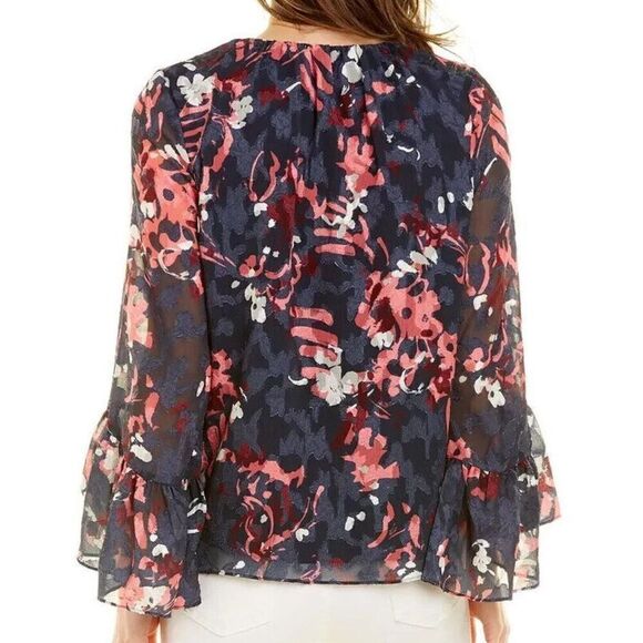 Tanya Taylor Designs LLC Women's Sz S Navy Multi Harmony Abstract Print Top - Picture 11 of 11